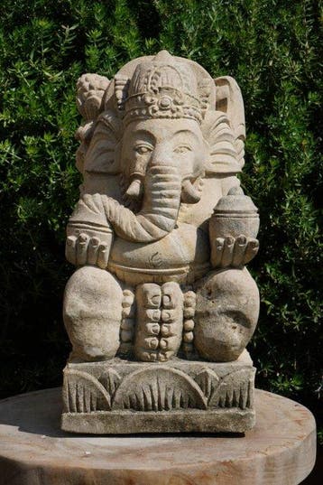 Beeld, Statua di Ganesh in Pietra antica – Bali – - 30 cm -