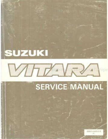 1988 SUZUKI VITARA WERKPLAATSHANDBOEK ENGLES