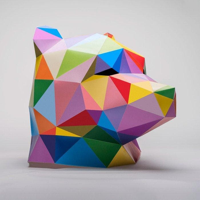 Okuda (1980) - Bear Mask, Antiek en Kunst, Kunst | Designobjecten