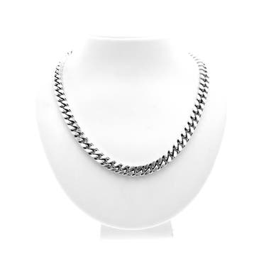 Zilveren robuuste gourmetschakel ketting, Sieraden, Tassen en Uiterlijk, Kettingen, Ophalen of Verzenden, Gebruikt, Zilver, Zilver