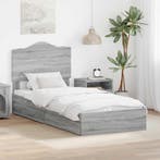 vidaXL Opslag bed met hoofdeinde Grijs Sonoma 90 x 200 cm, Verzenden, Nieuw, Grijs, Hout
