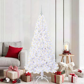 vidaXL Kunstkerstboom met 300 LED Wit 180 cm PVC en staal, Verzenden, Nieuw