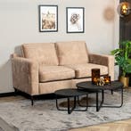 50% Korting: Velvet bank 2-zits Florida taupe, Ophalen, Zo goed als nieuw, Stof, Velvet chique, Modern