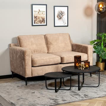 50% Korting: Velvet bank 2-zits Florida taupe, Ophalen, Zo goed als nieuw, Stof, Velvet chique, Modern