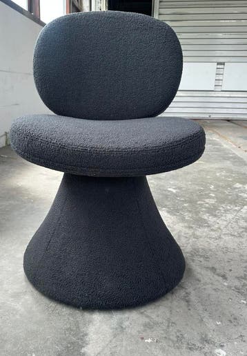 Polspotten Draaibare Stoel Gestoffeerd Blauw Boucle -, Gebruikt, Minder dan 75 cm, Ophalen of Verzenden, Stof