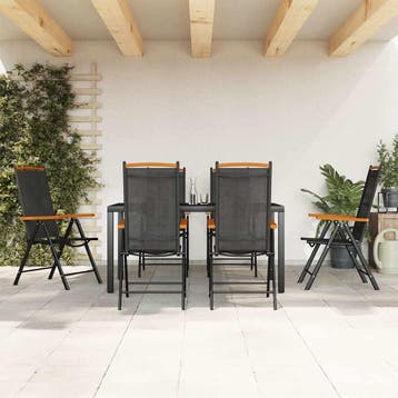 vidaXL 7-delige Tuinset aluminium zwart, Verzenden, Nieuw, Aluminium, Tuinset