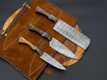Japanese Style Kitchen Knife SET With Leather BAG Included -