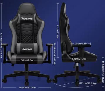 Nieuwe Ergonomische Gamingstoel Vertelbaar – Zwart en Grijs, Verzenden, Nieuw, Ergonomisch, Grijs