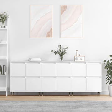 vidaXL Dressoirs 3 st bewerkt hout wit, Verzenden, Nieuw, Overige houtsoorten