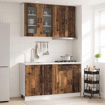 vidaXL Keukenblok KALMAR 4 st Oud hout Bewerkt hout, Verzenden, Nieuw, Bruin