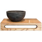 Natuursteen waskom met massief houten planchet, Verzenden, Nieuw