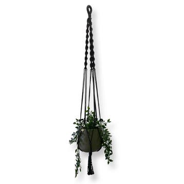 Plantenhanger Bixl Zwart - Katoen - Macramé - Handgemaakt, Ophalen of Verzenden, Nieuw