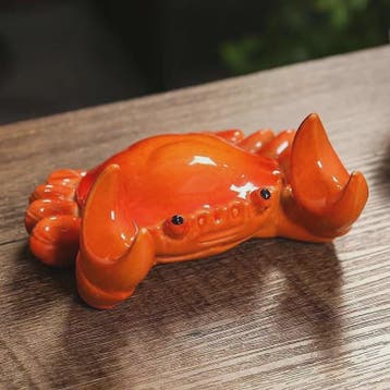Keramische Krab Houder: Mobiel, Pen & Thee Penseel Standbeel