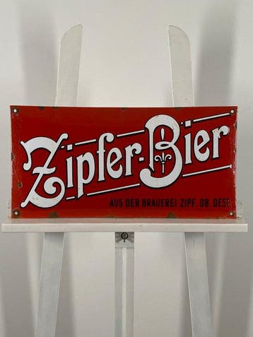 ZIPFER BIER - Emaille plaat - 50x25cm - Gemaakt van een