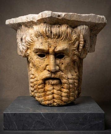 sculptuur, Giove Ammone - 31 cm - Marmer