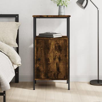 vidaXL Nachtkastje 41x31x80 cm bewerkt hout gerookt, Minder dan 45 cm, Verzenden, Nieuw, 70 cm of meer