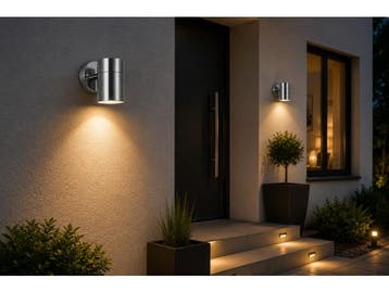 Veiling - 4 x Buitenwandlamp GU10 – Mat Chroom – IP44 ?, Nieuw