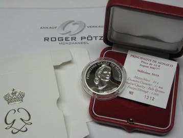 Monaco 10 Euro 2019 zilver Pp Gracia Patrizia Grace Kelly..., Verzenden
