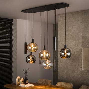 Hanglamp Eettafel - Nieuw - Glas - Amber - Uniek - Webshop, Nieuw, Glas, 75 cm of meer, Modern, Industrieel, Design, Minimalistisch