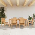 vidaXL 7-delige Tuinset massief teakhout, Verzenden, 6 zitplaatsen, Nieuw, Tuinset