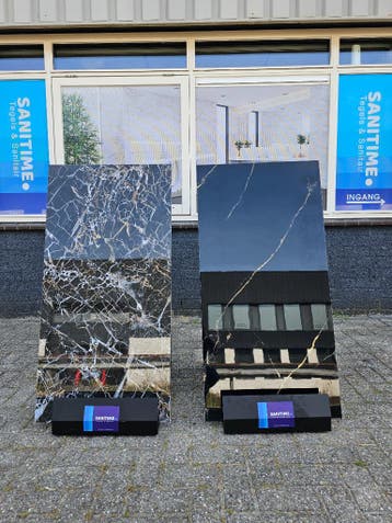 Hoogglans Vloertegels Zwart Marmerlook 60x120 Goud Wandtegel, 60 cm of meer, Nieuw, Ophalen of Verzenden, 10 m² of meer