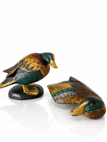 Lokeend - Large Pair of Hand-Carved Mallard Ducks –
