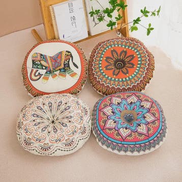 Bohemian Rond Kussen - Katoen & Linnen - Decoratief Vloer- o, Cd's en Dvd's, Verzenden, Nieuw in verpakking