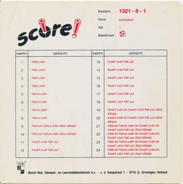 Score! kaarten, klok kijken, Verzenden, Nieuw