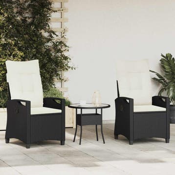 vidaXL Tuinstoel 2 st Zwart en Crème Staal en Polyester, Tuin en Terras, Tuinstoelen, Verzenden, Nieuw