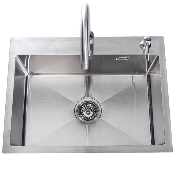 Spoelbak + keukenkraan | Gootsteen | RVS | 59x44cm | Zilver, Huis en Inrichting, Keuken | Keukenelementen, Nieuw, Verzenden