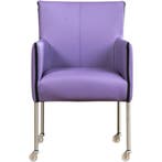 Set van 4 Leren eetkamerstoelen More - Toledo Lila, Ophalen of Verzenden, Nieuw, Leer, Vijf, Zes of meer stoelen