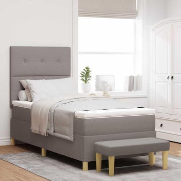 vidaXL Boxspring bed met kussen met hoofdeinde Taupe 200 x, Verzenden, Nieuw, Eenpersoons