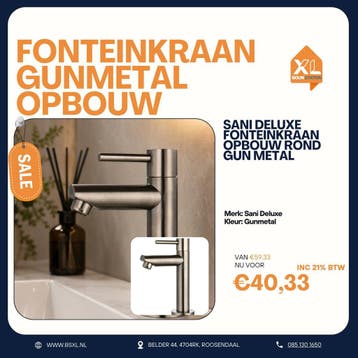 Ronde fonteinkraan Gun Metal met ééngreepsbediening – OUTLET, Ophalen of Verzenden, Nieuw, Kraan