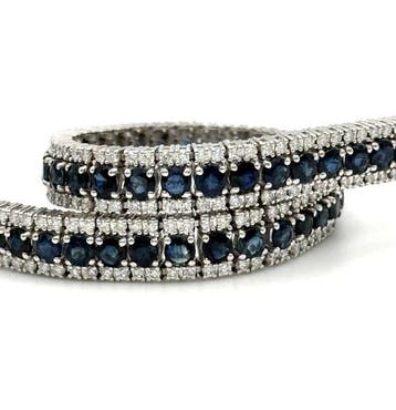 Tennis armband - 18 karaat Witgoud - 12.35ct. tw. Saffier -