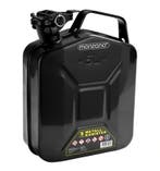 Metalen jerrycan 5 liter Zwart , Set van 3 met schenktuit, Verzenden, Nieuw