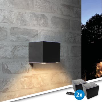 Solar LED wandlamp Sven recht - Voordeelset van 2, Zonne-energie, Verzenden, Minder dan 50 watt, Wandlamp