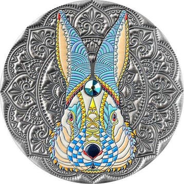 Niue. 5 Dollars 2023 Rabbit - Mandala Collection 2 oz