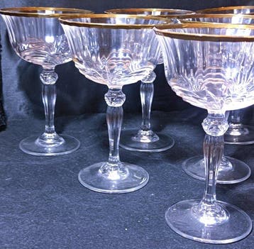 Champagneglas (6) - Kristal, Goud