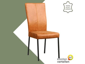Leren eetkamerstoel Daily - Vintage Cognac (cognac) - Poten, Bruin, Nieuw, Leer, Ophalen of Verzenden