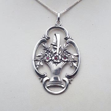 Zilver, Wiener Secession - Ketting met hanger, Antiek en Kunst