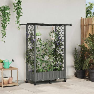 vidaXL Verhoogd Bed met Trellis en Dak Lichtgrijs 122,5 x 40, Verzenden, Nieuw, Minder dan 60 cm, 60 cm of meer