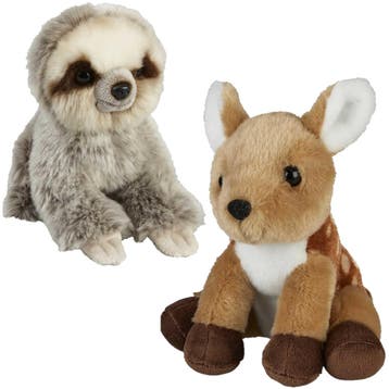 Ravensden knuffeldieren set - pluche - 18 cm - luiaard en, Verzenden, Nieuw