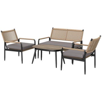 TRUUSK Tuinmeubelset van Polyrattan - Lounge-Set met 2-zits, Verzenden, Nieuw