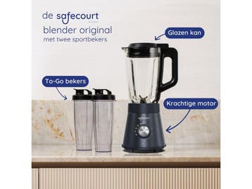 Safecourt Kitchen Power Blender - 1,5L Glas & 2x 600ml To-Go, Witgoed en Apparatuur, Blenders, Verzenden, Nieuw