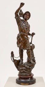 sculptuur, Le Garde-Côte - 70 cm - Hout, Legering