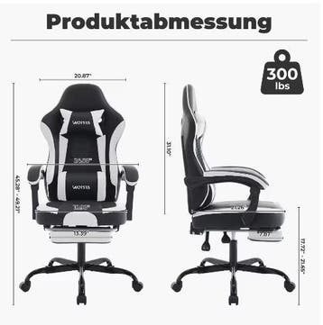 Ergonomische gamingstoel met voetsteun en lendenkussen, Verzenden, Nieuw