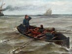 Eugène Wolters (1844-1905) - Schipbreuk op woelige zee