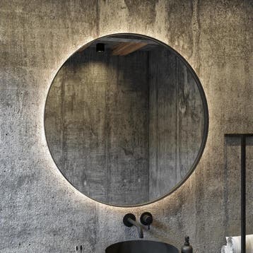 Spiegel AquaSplash Star Rond met LED 90 cm Mat Zwart, Huis en Inrichting, Ophalen of Verzenden, Nieuw