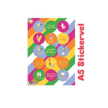 1 stickervel feestje - kinderfeestje - sluitzegels - hiep..., Ophalen of Verzenden, Nieuw, Sticker