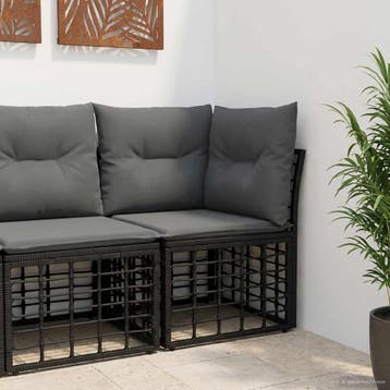 vidaXL Modulaire Outdoor Hoek Sofa Eenheid Zwart poly rattan, Tuin en Terras, Verzenden, Nieuw, Rotan